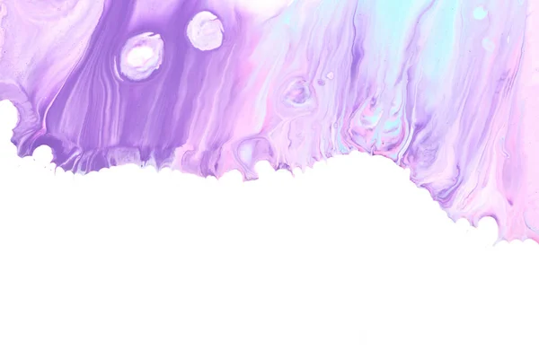 Gotas Pintura Que Fluyen Sobre Papel Blanco Tinta Azul Púrpura — Foto de Stock