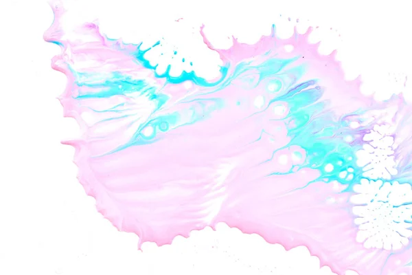 Verf Druppels Spatten Wit Papier Veelkleurige Explosie Roze Blauwe Inkt — Stockfoto