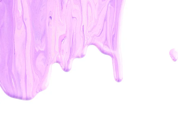 Gotas Tinta Fluindo Para Baixo Papel Branco Lilás Tinta Roxa — Fotografia de Stock