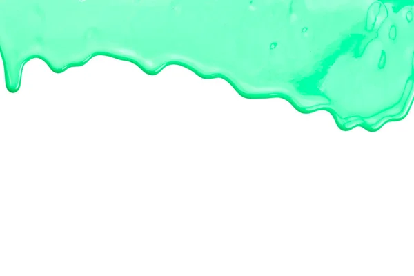 Малювати Краплі Течуть Білому Папері Зелені Чорнильні Плями Абстрактний Фон — стокове фото
