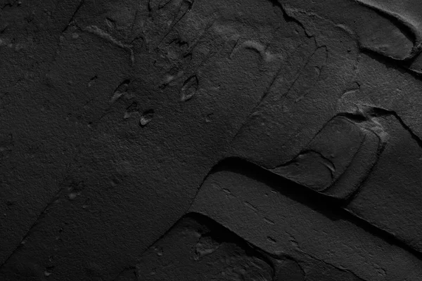 Dekoracyjny Czarny Kit Tło Tekstura Ścian Pastą Wypełniającą Nakładaną Szpachelką — Zdjęcie stockowe