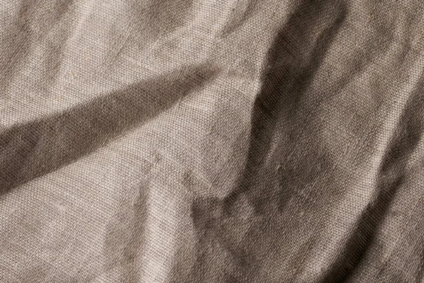 Linen Crumpled Texture Natural Fabric Background Closeup — Stock Photo, Image