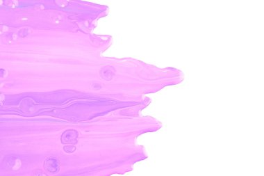 Boya düşer ve beyaz kağıda sıçrar. Çok renkli patlama, mor leylak mürekkep lekeleri soyut arkaplan, sıvı sanat