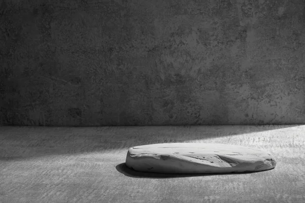 Черно Белый Каменный Подиум Макетный Фон Декоративный Текстурированный Стенд Косметики — стоковое фото