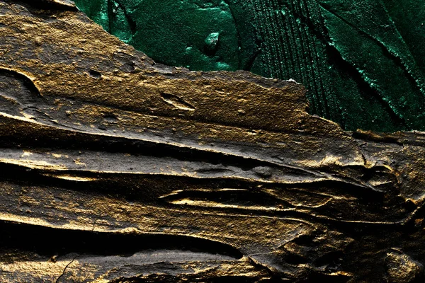 Fondo Decorativo Masilla Verde Oro Negro Textura Pared Con Pasta — Foto de Stock