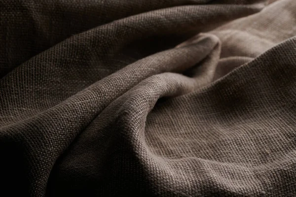 Лен Скомканной Текстурой Натуральной Ткани Фон Крупным Планом — стоковое фото