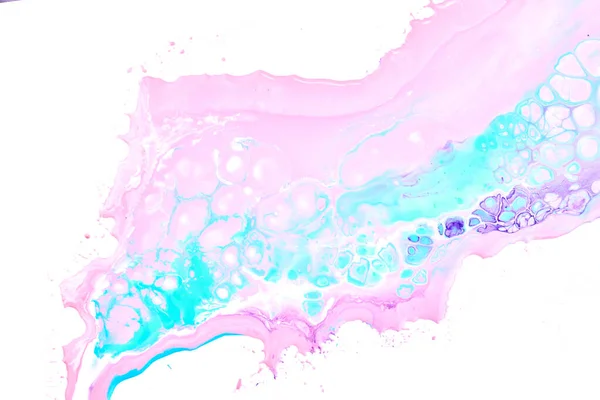 Gocce Spruzzi Vernice Carta Bianca Esplosione Multicolore Rosa Blu Inchiostro — Foto Stock