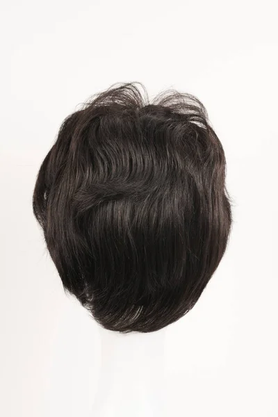 Natural Looking Black Wig White Mannequin Head Short Male Female — Stock Photo, Image