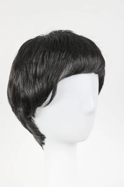 Natural Looking Black Wig White Mannequin Head Short Male Female — Stock Photo, Image