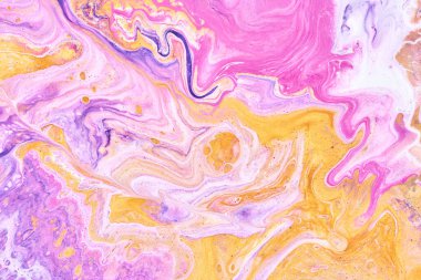 Özel güzel desen, soyut akışkan sanat arkaplanı. Renkli boyaların birbirine karışması gibi bir şey. Yazdırma ve tarama için mürekkep dokusu lekeleri ve çizgileri