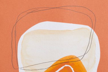 Sanat kolajı, kağıt üzerine boyanmış parçalar. Soyut geometrik renkli arkaplan, metin için kopya alanı olan çerçeveler