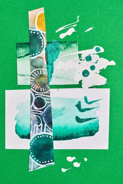 Konstkollage Målade Bitar Limmade Papperslayout Abstrakt Geometrisk Färgglad Bakgrund Ramar — Stockfoto