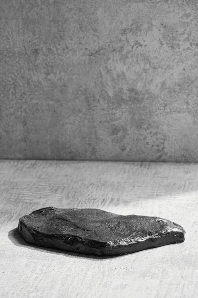Czarno Biały Kamienny Wyświetlacz Podium Szare Tło Makiety Dekoracyjny Teksturowany — Zdjęcie stockowe
