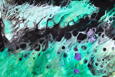 Özel güzel desen, soyut akışkan sanat arkaplanı. Renkli boyaların birbirine karışması gibi bir şey. Yazdırma ve tarama için mürekkep dokusu lekeleri ve çizgileri