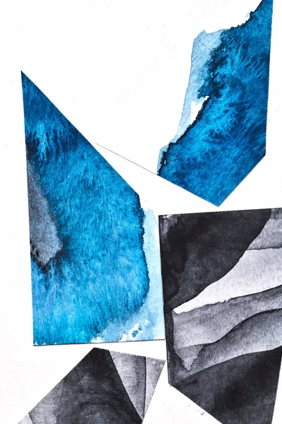 Kunstcollage Bemalte Stücke Auf Papier Aufgeklebt Abstrakte Geometrische Hintergrund Rahmen — Stockfoto
