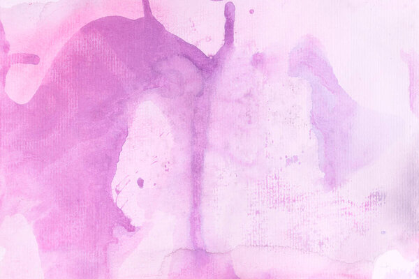 Abstract watercolor background. Stained purple lilac paint on canvas, art collag