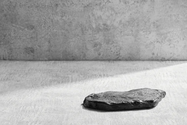 Czarno Biały Kamienny Wyświetlacz Podium Szare Tło Makiety Dekoracyjny Teksturowany — Zdjęcie stockowe