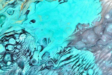 Özel güzel desen, soyut akışkan sanat arkaplanı. Birbirine karışan mavi boya akışı. Yazdırma ve dizayn için mürekkep dokusu lekeleri ve çizgileri