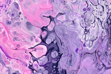 Özel güzel desen, soyut akışkan sanat arkaplanı. Mor eflatun boyalar birbirine karışıyor. Yazdırma ve dizayn için mürekkep dokusu lekeleri ve çizgileri