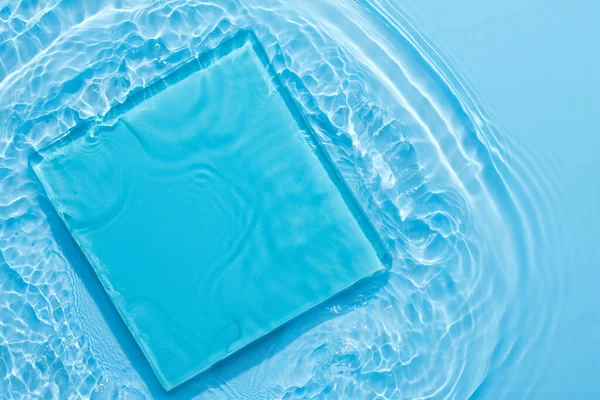Mavisi Yüzey Soyut Arkaplan Kabarcıklı Kozmetik Nemlendirici Şeffaf Buz Camlı — Stok fotoğraf