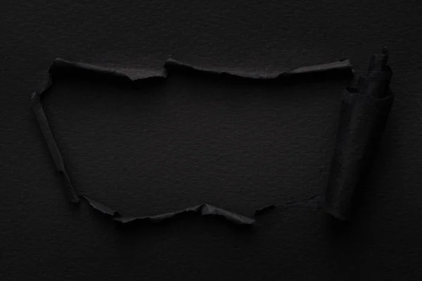 Rama Podartego Papieru Rozdartymi Krawędziami Okno Tekst Kopią Przestrzeni Czarne — Zdjęcie stockowe