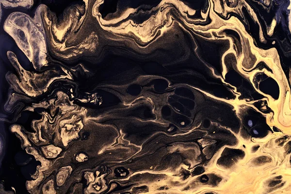 Эксклюзивный Красивый Узор Флюидный Художественный Фон Поток Смешивания Золотых Черных — стоковое фото