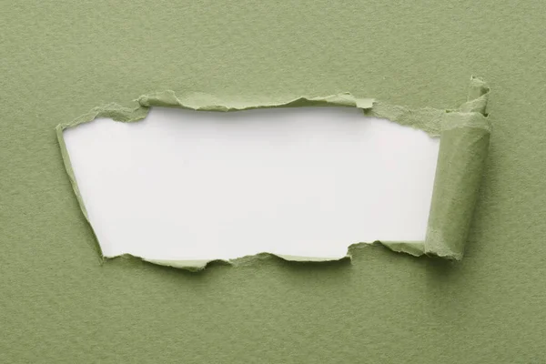 Rám Roztrhaného Papíru Potrhanými Okraji Okno Pro Text Mezerou Zelené — Stock fotografie