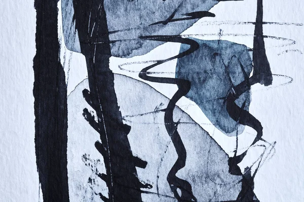 抽象的なブルーの背景 水彩インクアートコラージュ アクリル痛の汚れ ブロット ブラシストローク — ストック写真
