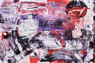 Soyut siyah beyaz arka plan. Suluboya mürekkep sanat kolajı. Akrilik boya lekeleri, lekeler ve fırça darbeleri