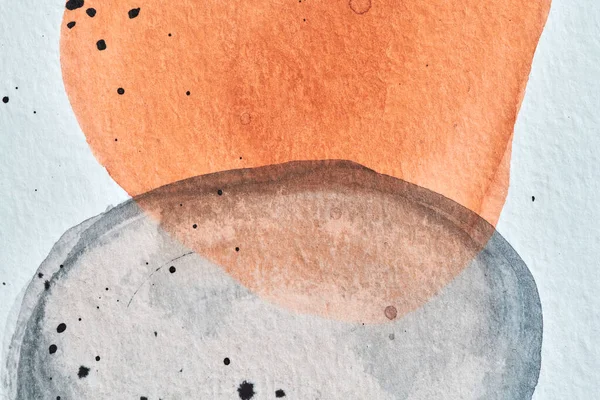 Abstrakter Oranger Hintergrund Aquarell Tusche Collage Flecken Kleckse Und Pinselstriche — Stockfoto