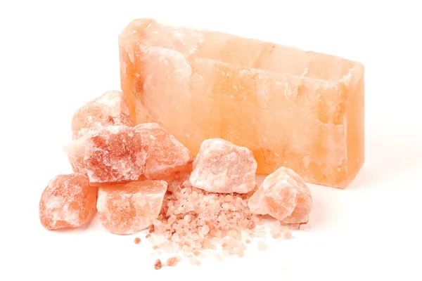 Подрібнений Гімалайський Сіль Камінь Кристали Подрібнені Блоки Натуральної Рожевої Солі — стокове фото