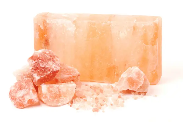 Осколочный Гималайский Камень Соли Кристаллы Дробленые Блоки Натуральной Розовой Соли — стоковое фото
