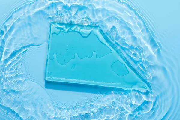 Mavisi Yüzey Soyut Arkaplan Kabarcıklı Kozmetik Nemlendirici Şeffaf Buz Camlı — Stok fotoğraf