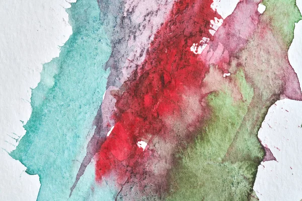 Astratto Sfondo Rosso Verde Collage Acquerello Inchiostro Arte Macchie Macchie — Foto Stock