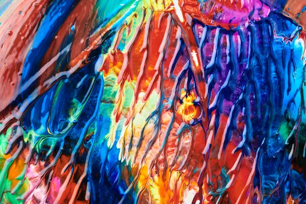 Brosse Multicolore Caresse Fond Abstrait Taches Encre Acrylique Colorées Motif — Photo