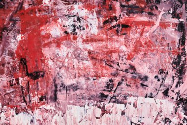 Soyut kırmızı arkaplan. Suluboya mürekkep sanat kolajı. Akrilik acının lekeleri, lekeleri ve fırça darbeleri