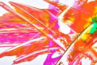 Çok renkli soyut arkaplan. Renkli akrilik mürekkep lekeleri, lekeler, duvar kâğıdı baskısı, sıvı sanat. Yaratıcı arkaplan, turuncu pembe akrilik boya