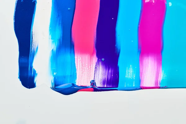 Acryl Multicolor Verf Vlek Chaotische Penseelstreek Vlek Stroomt Witte Papieren — Stockfoto