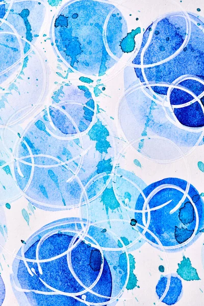 Abstract Blue Background Watercolor Ink Multicolor Art Collage Stains Blots — Stock Photo, Image