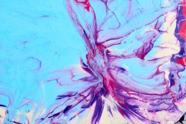 Yaratıcı renkli arka plan, akışkan sanat. Soyut mavi okyanus, akrilik baskı arka plan, hareket pigmenti, boya patlayıcı