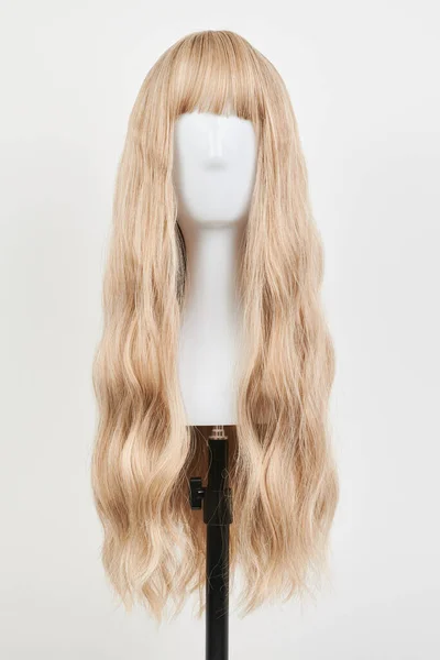 Природний Вигляд Блондинки Білій Голові Манекена Довге Волосся Тримачі Пластикової — стокове фото