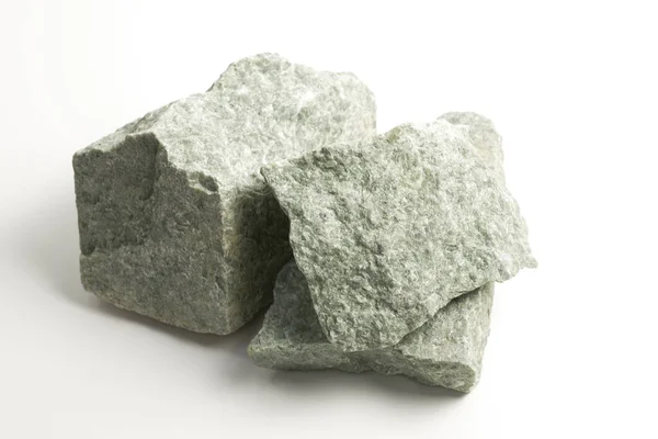 Zestaw Kamieni Saunowych Izolowanych Białym Tle Naturalna Skała Mineralna Jadeit — Zdjęcie stockowe