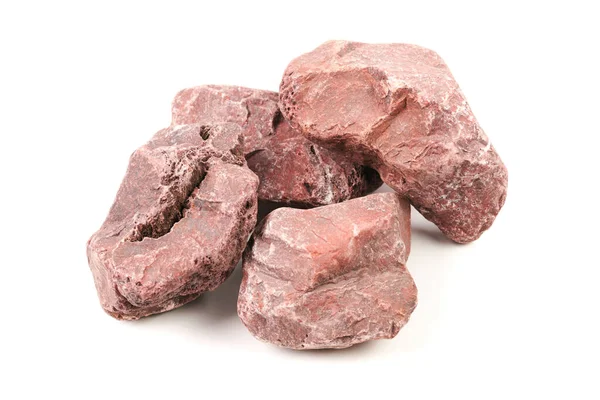 Uppsättning Bastustenar Isolerade Vit Bakgrund Naturlig Mineral Sten Crimson Kvartsit — Stockfoto