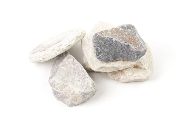 Uppsättning Bastustenar Isolerade Vit Bakgrund Naturlig Mineralsten — Stockfoto