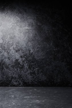 Lekeli ve çizikli siyah desenli arka plan. Duvar ve zemin grunge tarzı