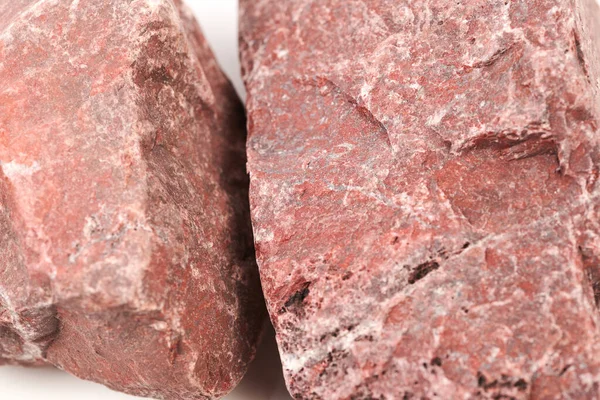 Zestaw Kamieni Saunowych Izolowanych Białym Tle Naturalny Kwarcyt Karmazynowy Minerałów — Zdjęcie stockowe