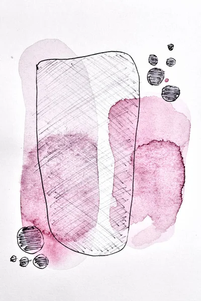 Abstrakt Bakgrund Akvarell Bläck Flerfärgad Konst Collage Rosa Fläckar Blottar — Stockfoto
