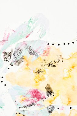 Soyut arka plan, çok renkli sanat kolajı. Basılı davetiye kartı ve kartpostal için yaratıcı desen tasarımı. Resim posteri, renkli duvar kağıdı. Sarı, beyaz, siyah zıt renkler