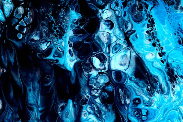 Kreativ Färgstark Strukturerad Bakgrund Flytande Konst Abstrakt Blå Hav Akryl — Stockfoto