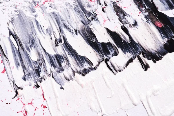 Fondo Blanco Negro Abstracto Pinceladas Caóticas Manchas Pintura Sobre Papel — Foto de Stock